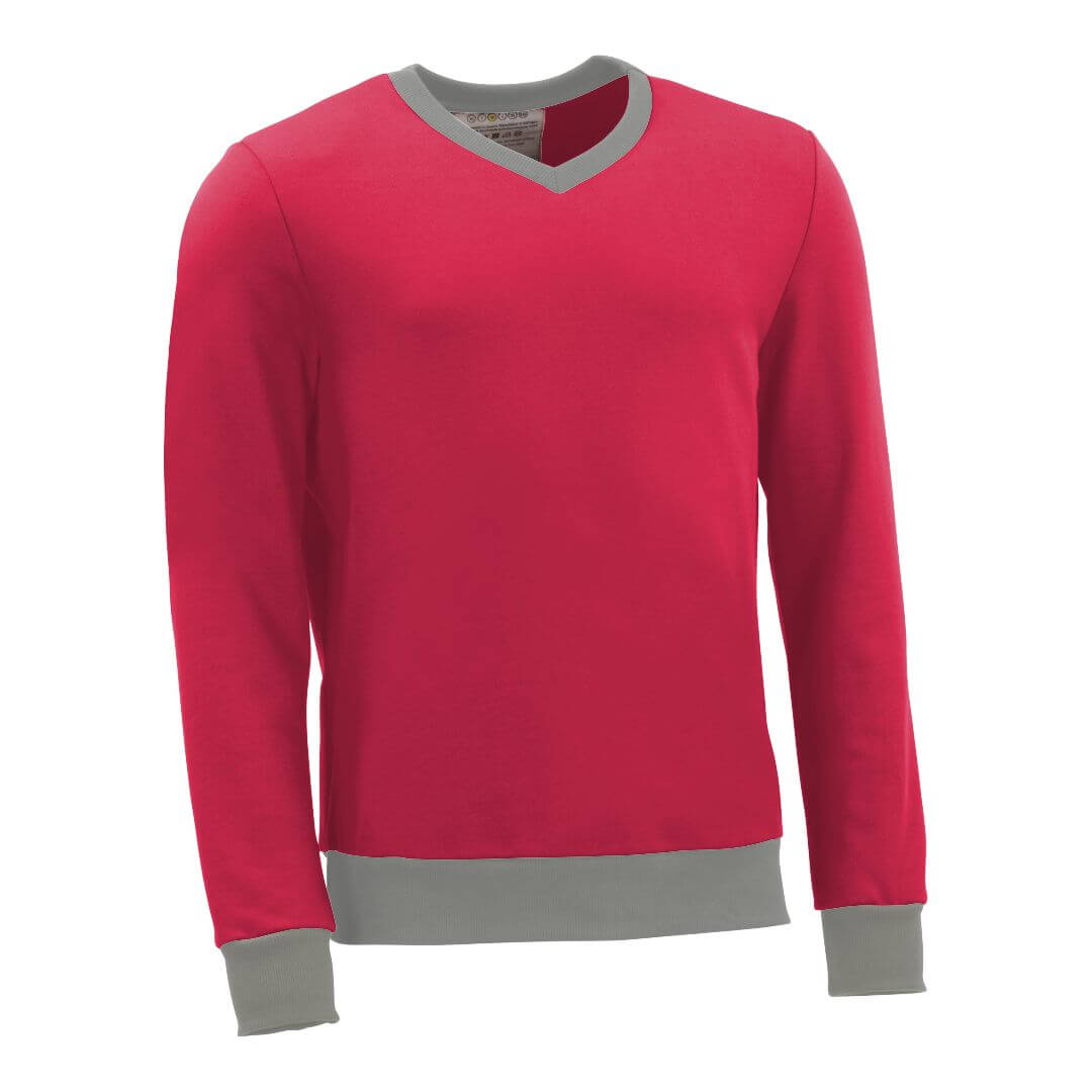 Pullover mit V-Ausschnitt_fairtrade_himbeer_WV9ZLV_front
