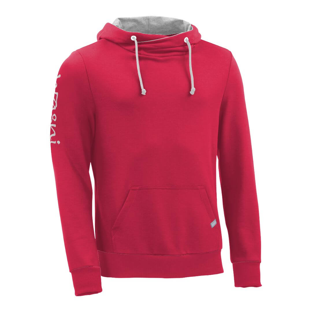 Kapuzenpullover mit Schalkragen_fairtrade_himbeer_JE40YH_front