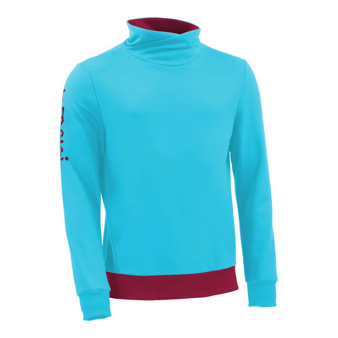 Pullover mit Schalkragen_fairtrade_tuerkis_XWIRH9_front