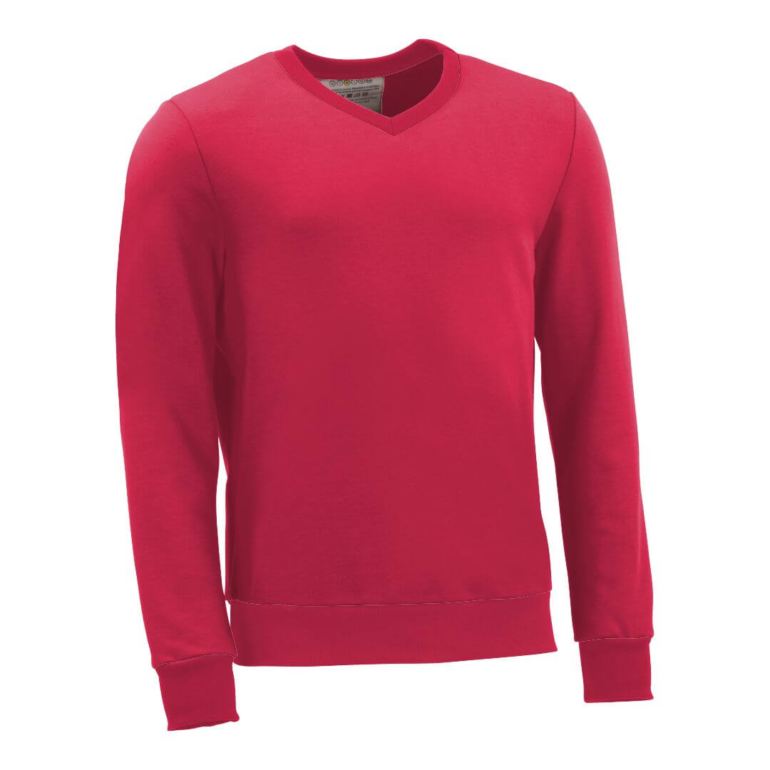 Pullover mit V-Ausschnitt_fairtrade_himbeer_UTZZFZ_front