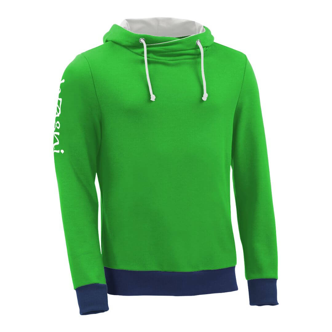 Kapuzenpullover mit Schalkragen_fairtrade_gruen_NAD5WG_front