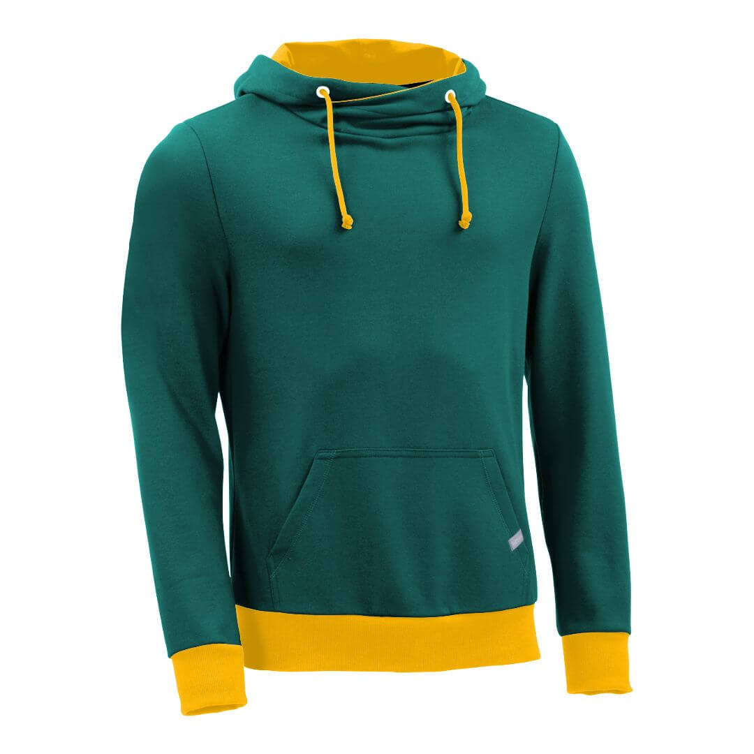 Kapuzenpullover mit Schalkragen_fairtrade_petrol_83HWJ0_front