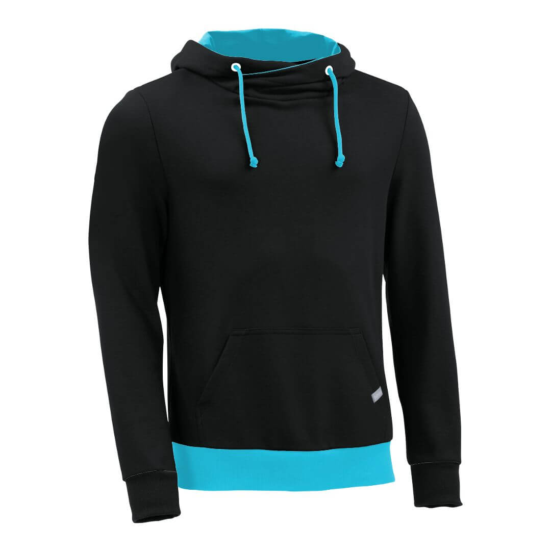 Kapuzenpullover mit Schalkragen_fairtrade_schwarz_UXYSAO_front