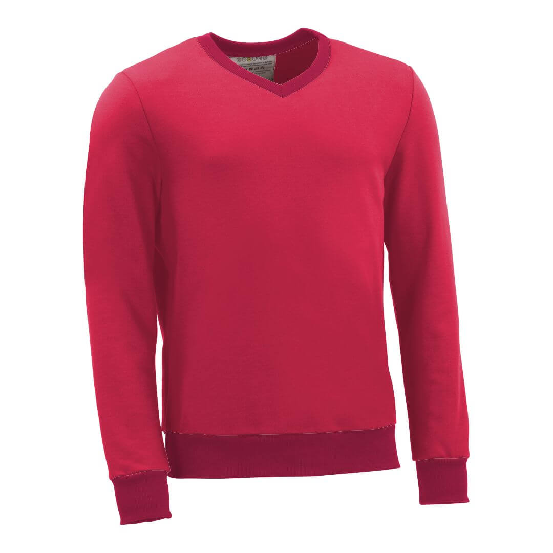 Pullover mit V-Ausschnitt_fairtrade_himbeer_24Y39D_front