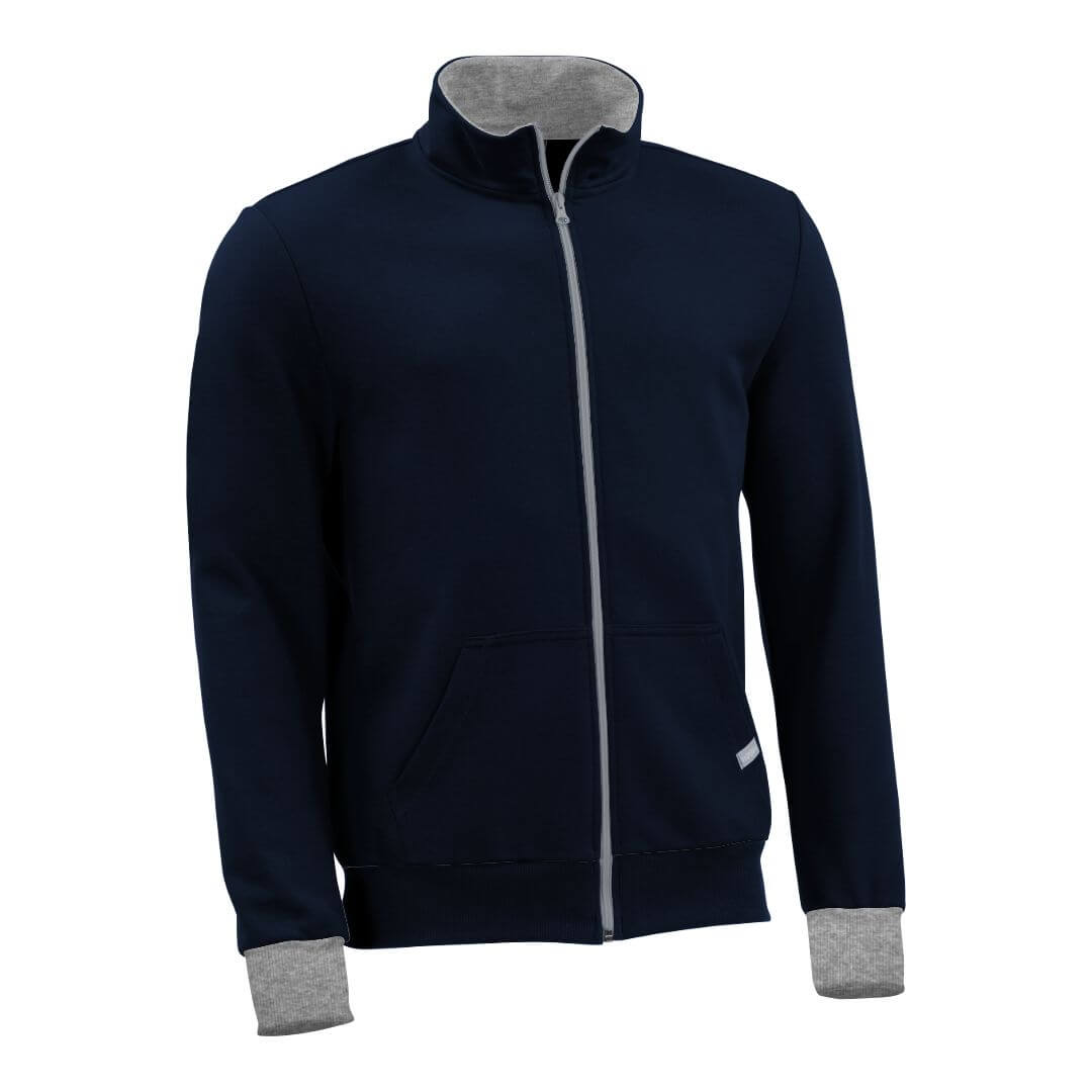 Sweatjacke_fairtrade_marineblau_VRDC7S_front