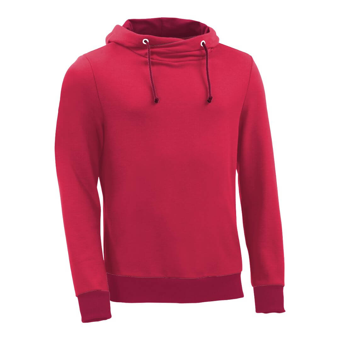 Kapuzenpullover mit Schalkragen_fairtrade_himbeer_5Y4JMU_front