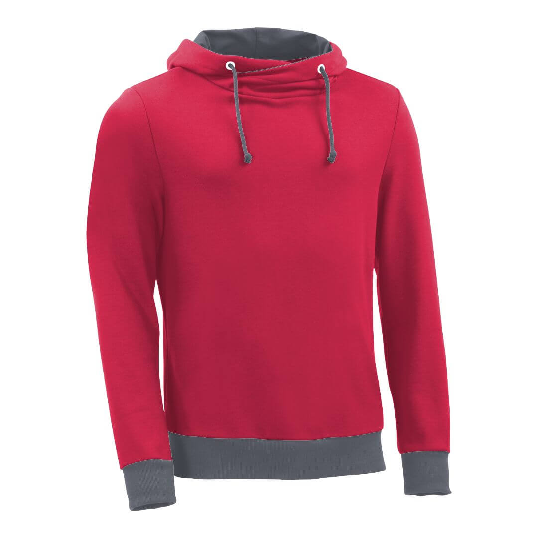 Kapuzenpullover mit Schalkragen_fairtrade_himbeer_DMJBDD_front