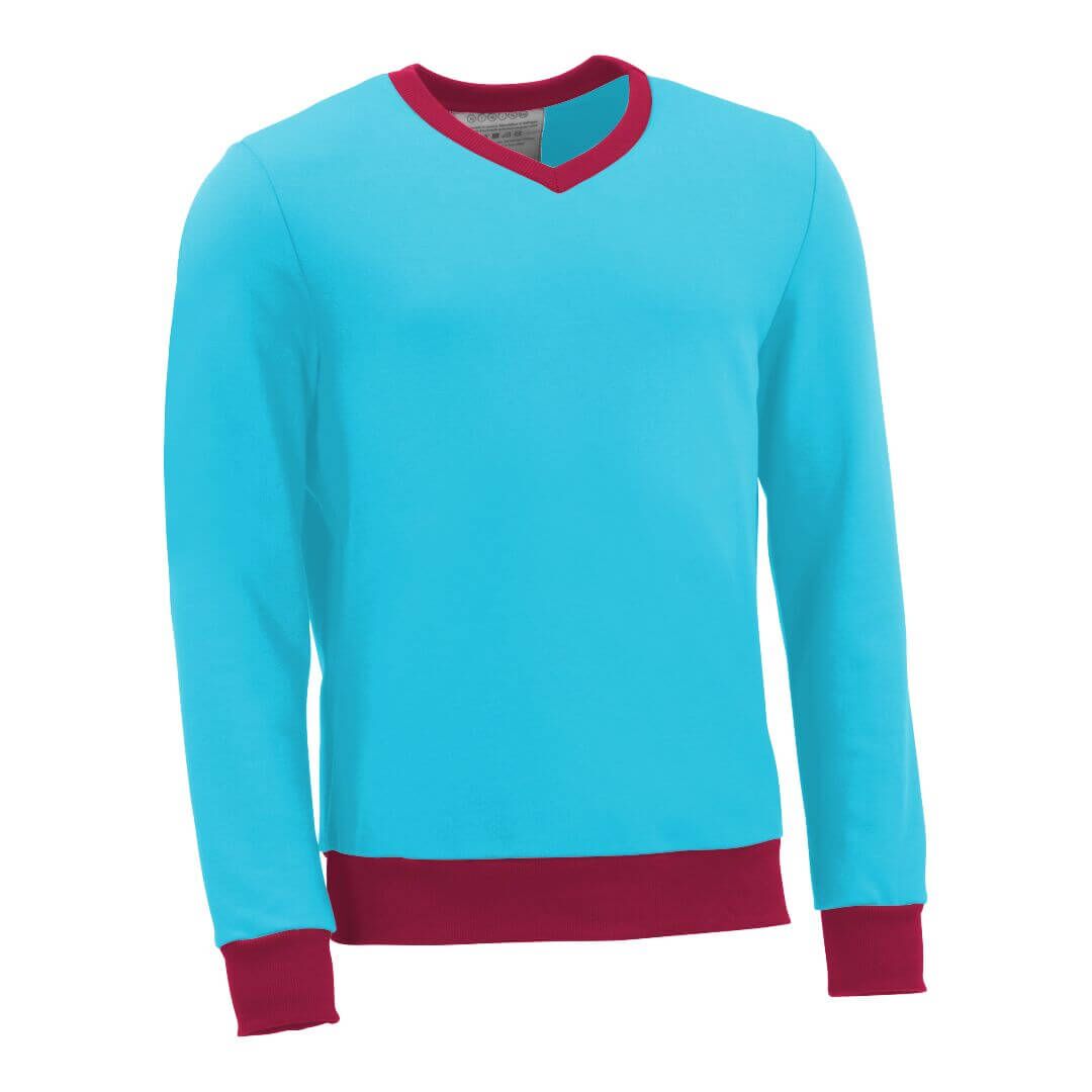 Pullover mit V-Ausschnitt_fairtrade_tuerkis_YKIAWR_front