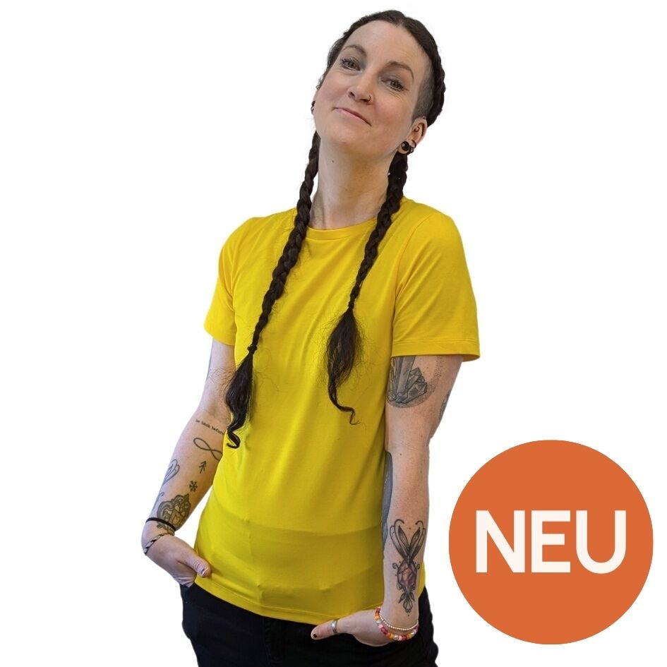 t-shirt_frau_stretch_baumwolle_fair_gelb+NEU