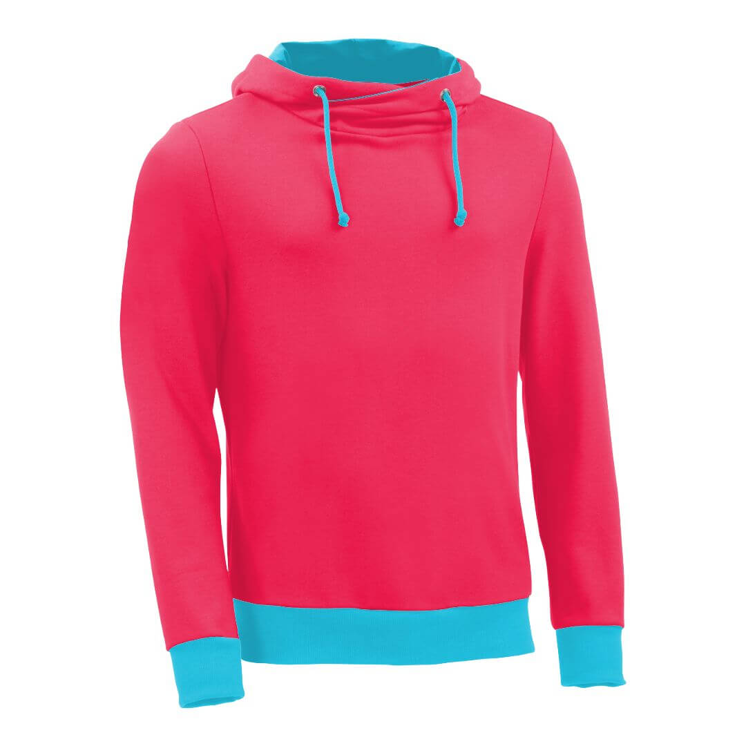 Kapuzenpullover mit Schalkragen_fairtrade_pink_2RASN9_front