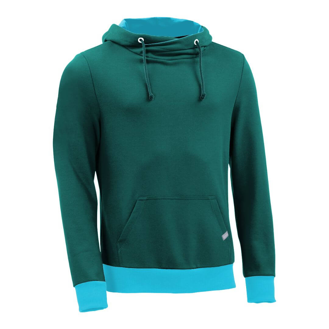 Kapuzenpullover mit Schalkragen_fairtrade_petrol_XV6XUF_front