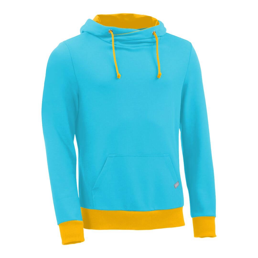 Kapuzenpullover mit Schalkragen_fairtrade_tuerkis_V9PD7W_front