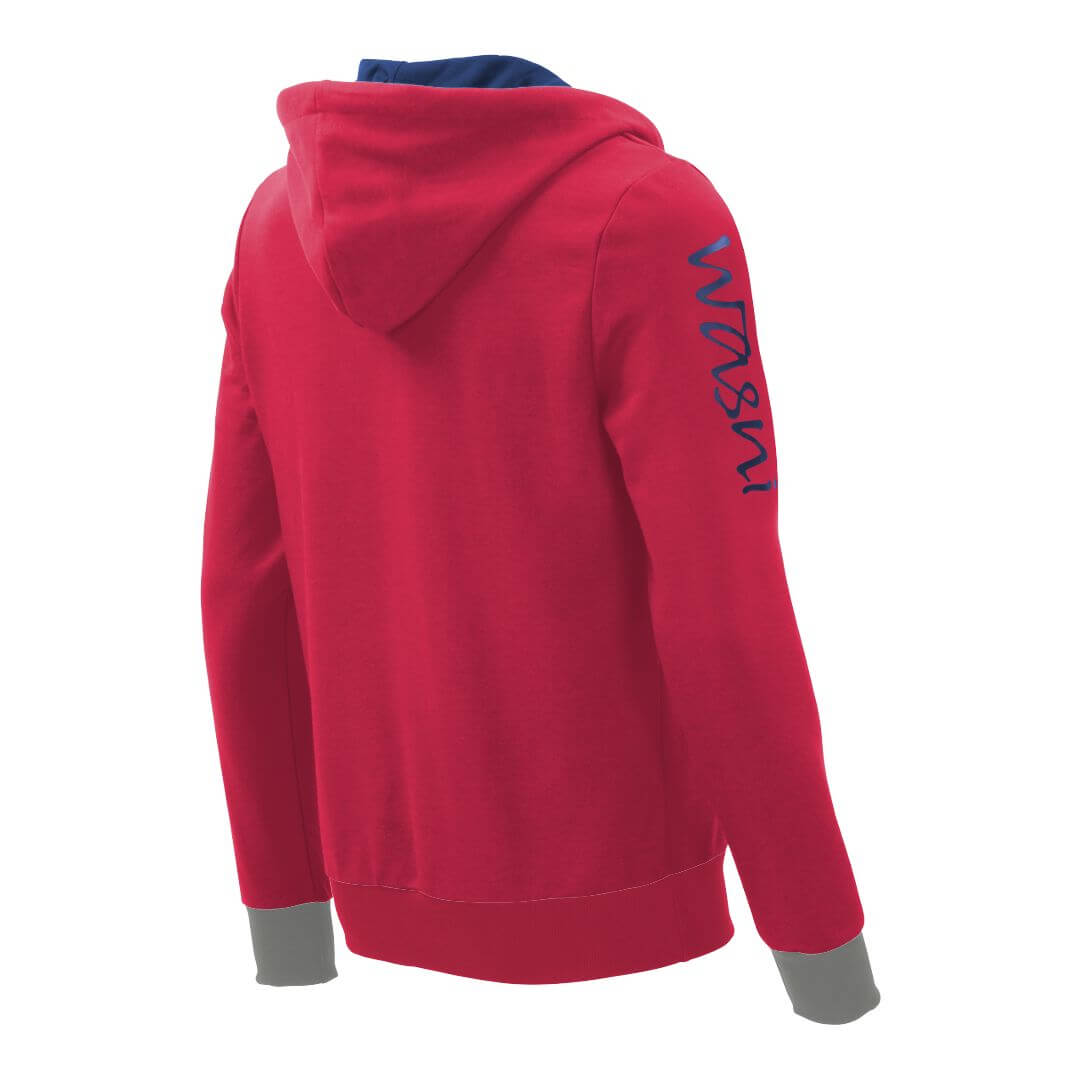 Kapuzenpullover mit Schalkragen_fairtrade_himbeer_KK4TBM_rueck