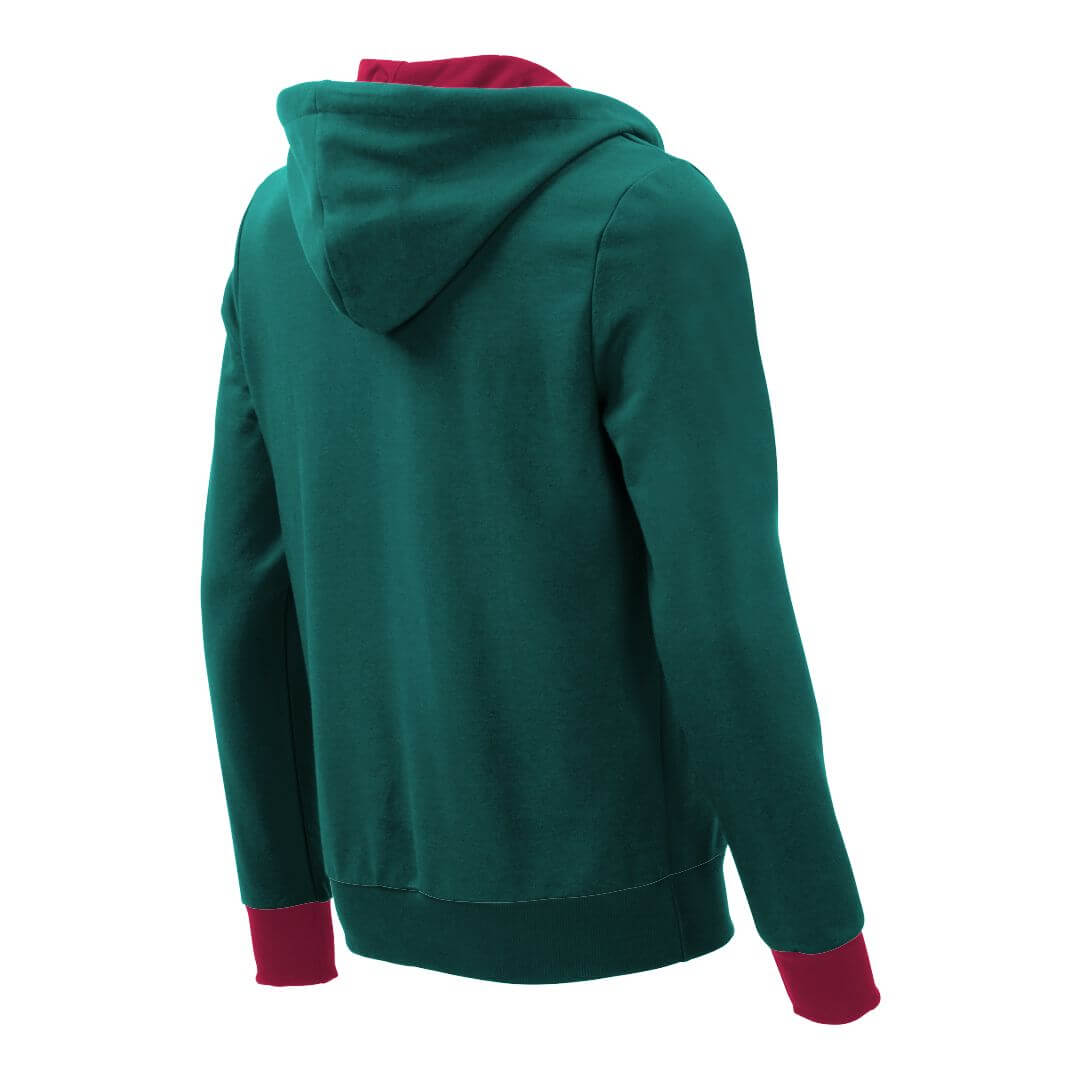 Kapuzenpullover mit Schalkragen_fairtrade_petrol_RFCDXF_rueck